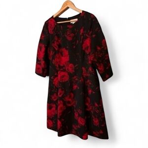 Jessica Howard Black Dress with Red Floral Design